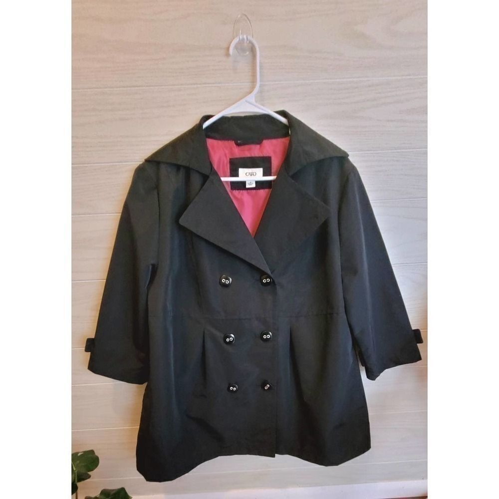 CATO Double Breasted Womens Black Blazer Rain Jacket medium